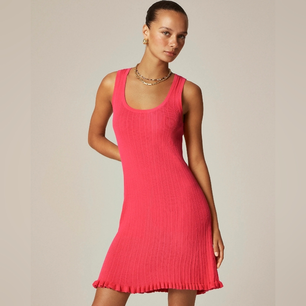 NWT- Ruffle-trim Mini Sweater-dress in premium ultra-fine cotton
